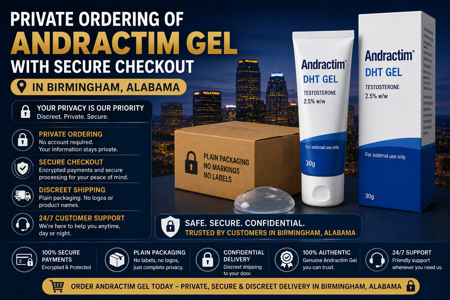 Private ordering of Andractim gel with secure checkout in Birmingham Alabama